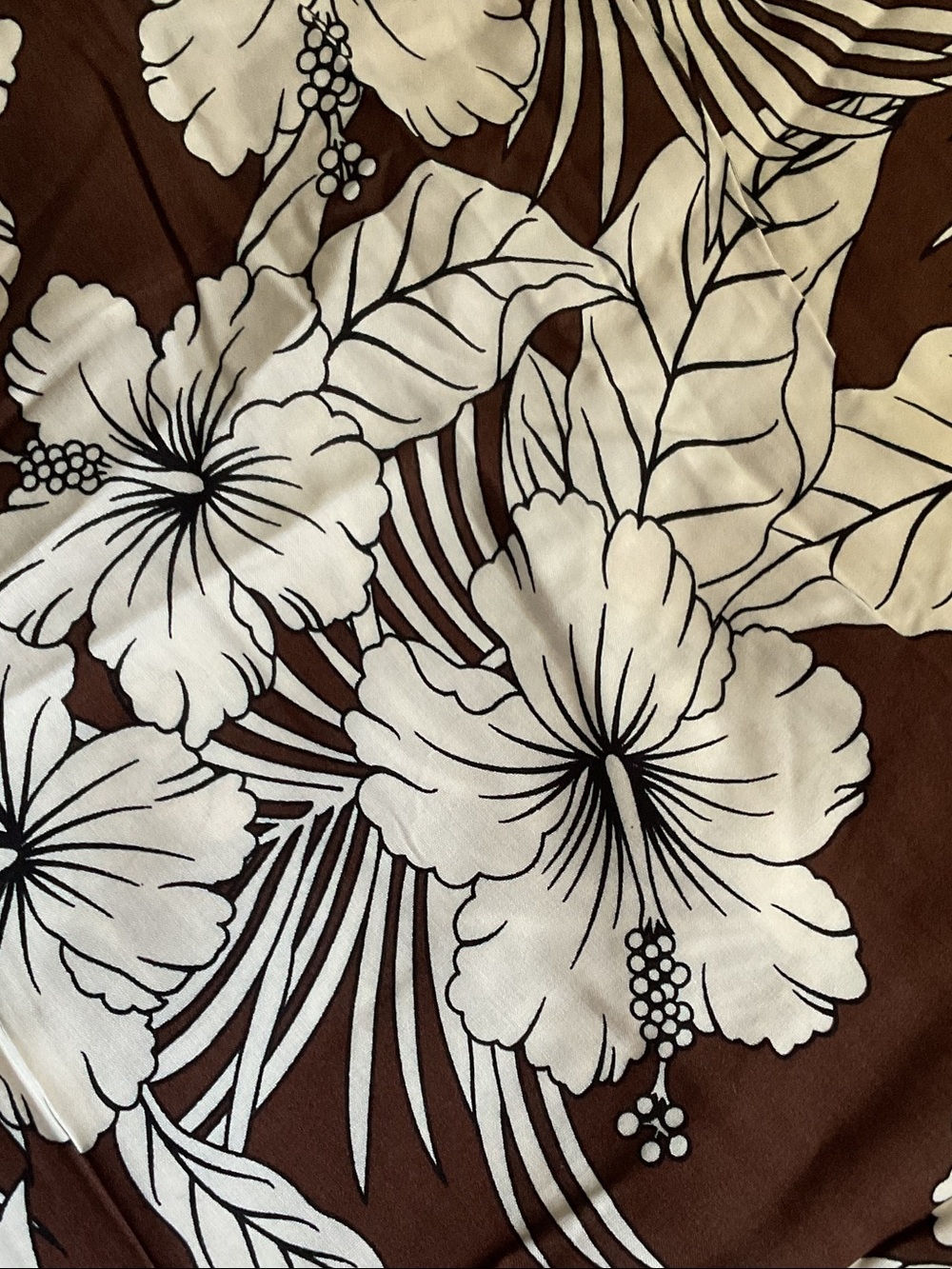 NWT Size Large Brown & Cream Tropical Floral Beach Cover-up Dress - Picture 6 of 6